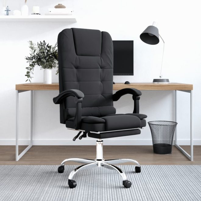 Massage Reclining Office Chair Black Faux Leather