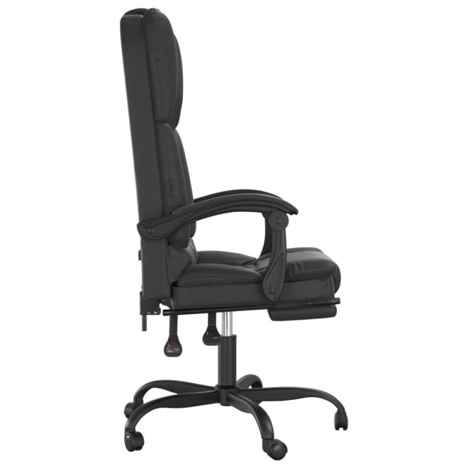 Massage Reclining Office Chair Black Faux Leather