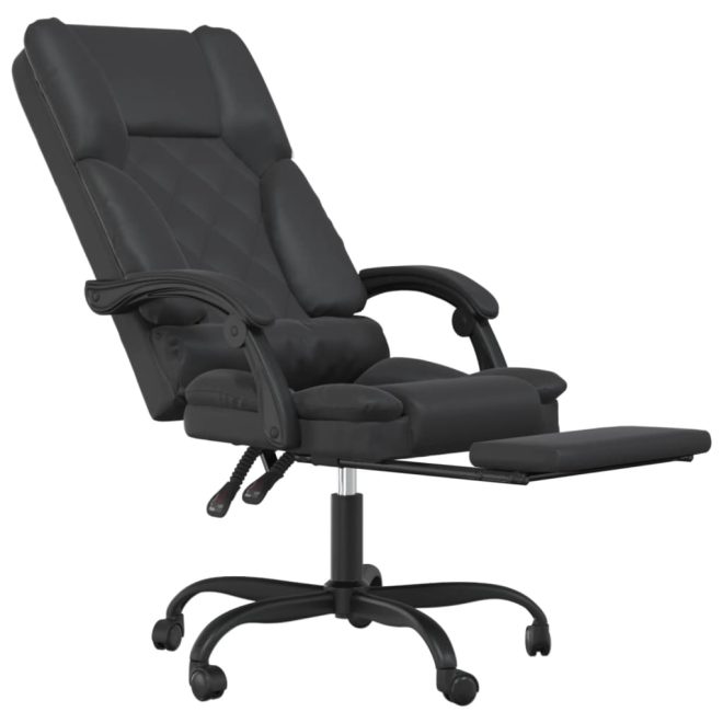 Massage Reclining Office Chair Black Faux Leather