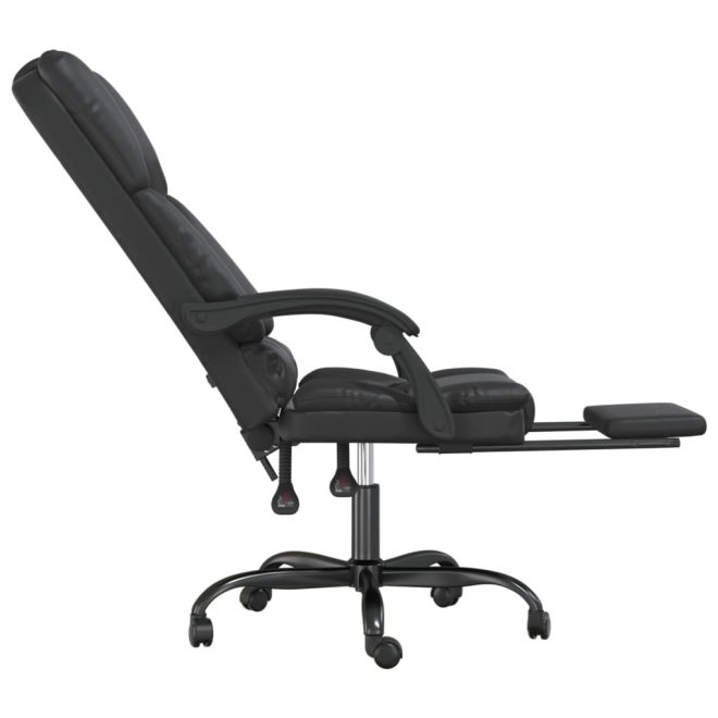 Massage Reclining Office Chair Black Faux Leather