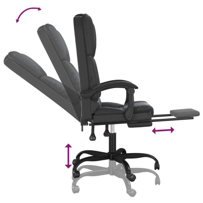 Massage Reclining Office Chair Black Faux Leather