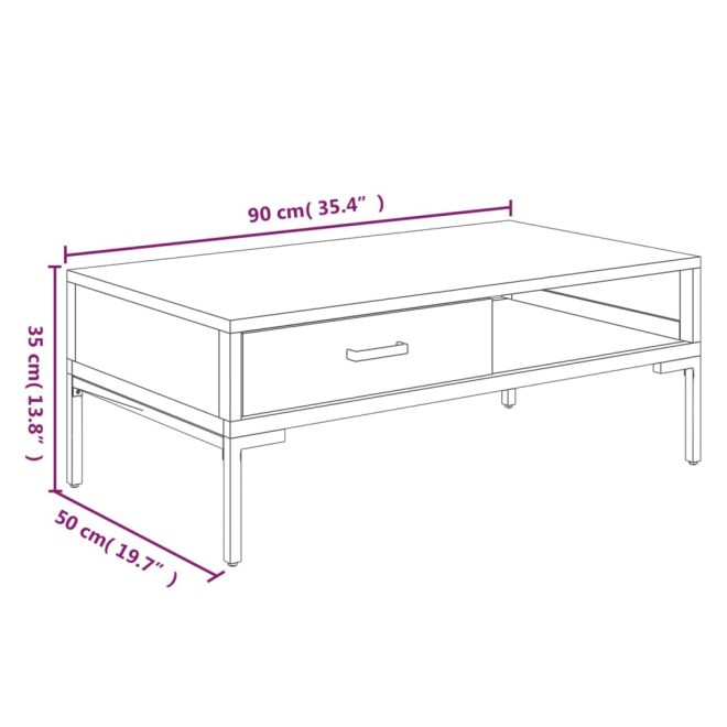 Coffee Table 90x50x35 cm Solid Recycled Pinewood – Brown