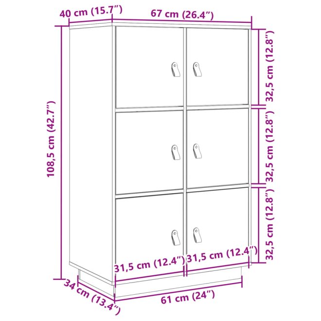 Highboard 67x40x108.5 cm Solid Wood Pine