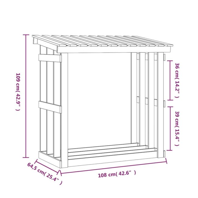 Firewood Rack Solid Wood Pine – 108×64.5×109 cm