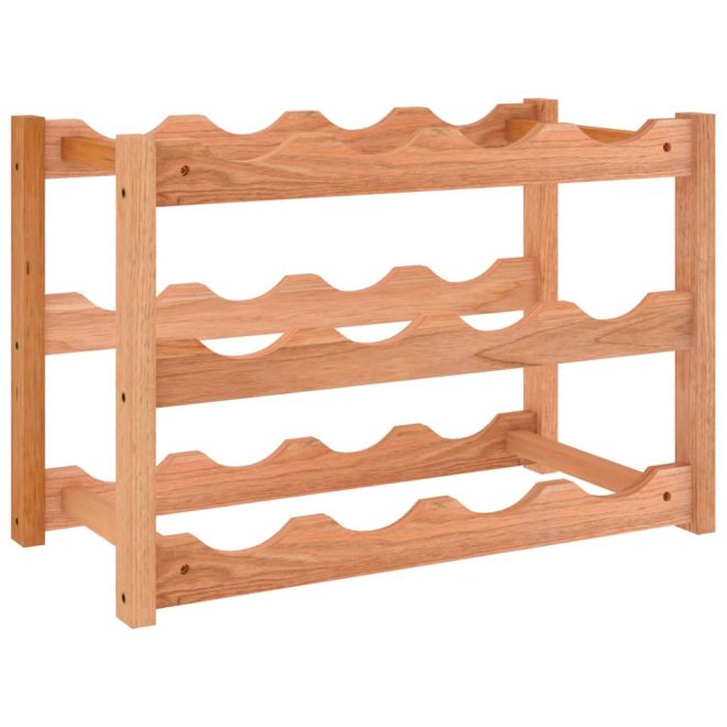 Wine Rack for 12 Bottles Solid Wood Walnut