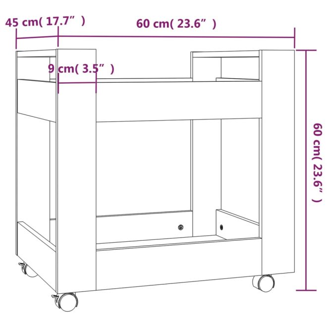 Desk Trolley 60x45x60 cm Engineered Wood – White