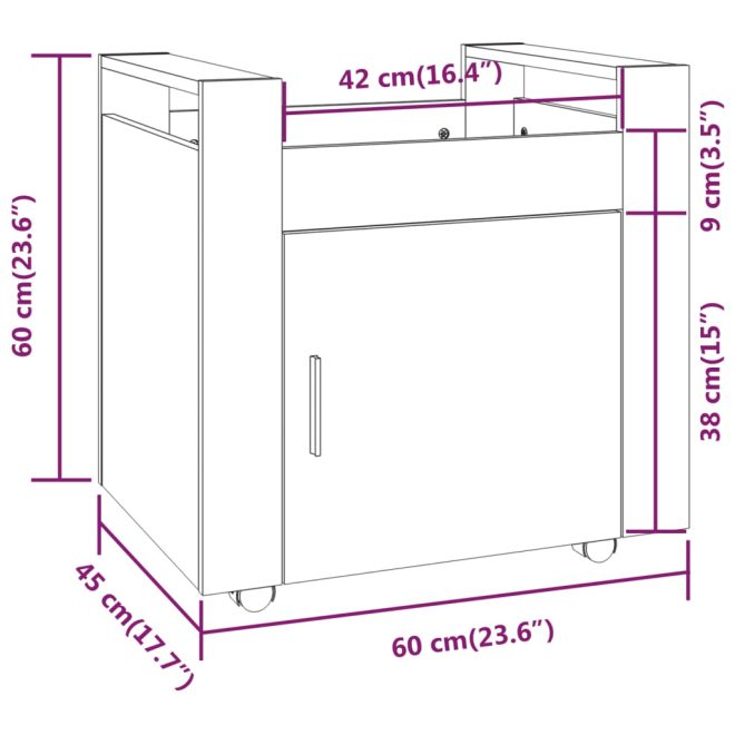 Desk Trolley 60x45x60 cm Engineered Wood – White