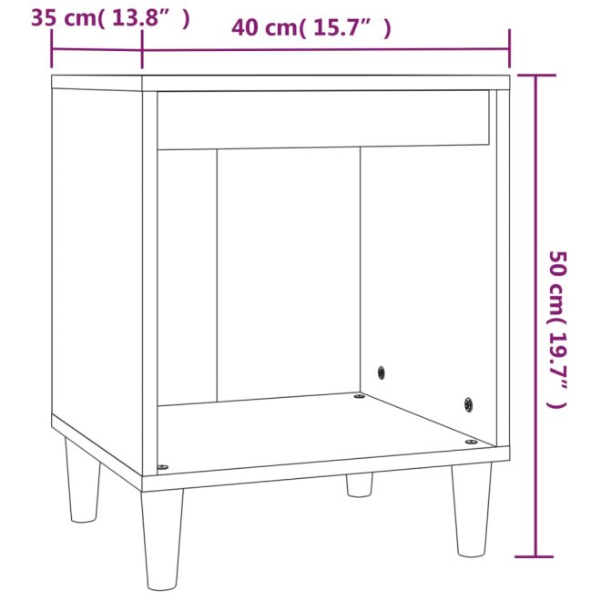 Adobes Bedside Cabinet 40x35x50 cm Engineered Wood – White, 1