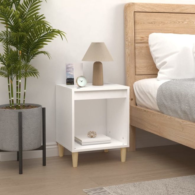 Adobes Bedside Cabinet 40x35x50 cm Engineered Wood – White, 1