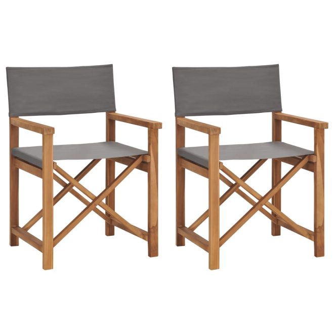 Director’s Chairs 2 pcs Solid Wood Teak – Grey