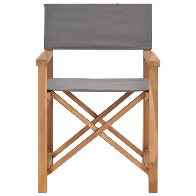 Director’s Chairs 2 pcs Solid Wood Teak – Grey