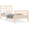 Bed Frame with Headboard Solid Wood – SINGLE, Brown