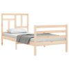 Bed Frame with Headboard Solid Wood – SINGLE, Brown