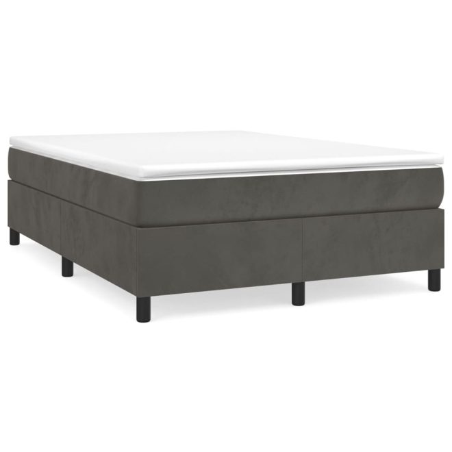 Box Spring Bed with Mattress Dark Grey Velvet – QUEEN