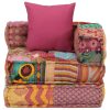 Bluffdale Modular Pouffe with Pillow Patchwork Fabric