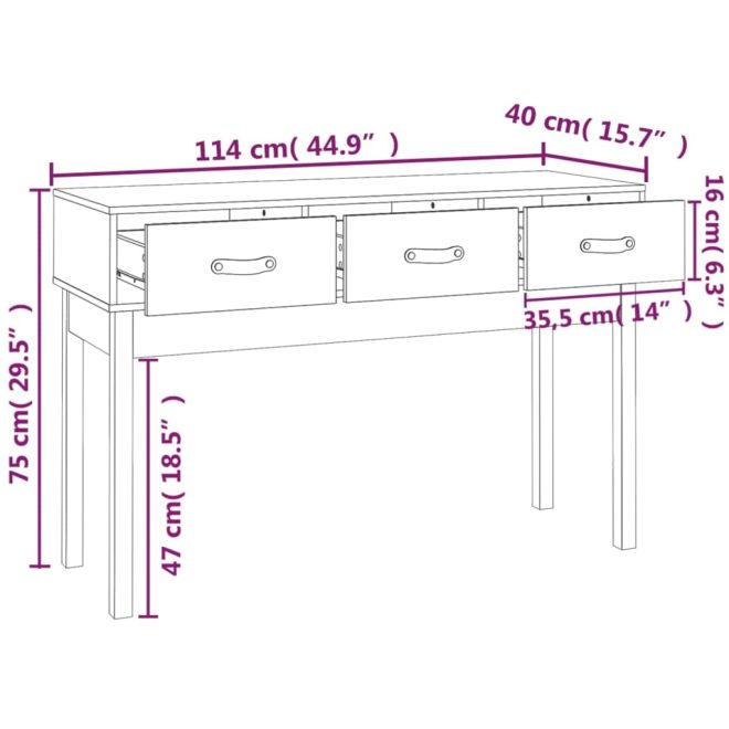 Console Table Solid Wood Pine – 114x40x75 cm