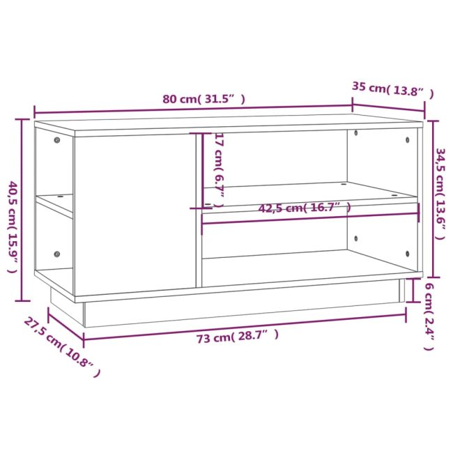 Tahoe TV Cabinet 80x35x40.5 cm Solid Wood Pine