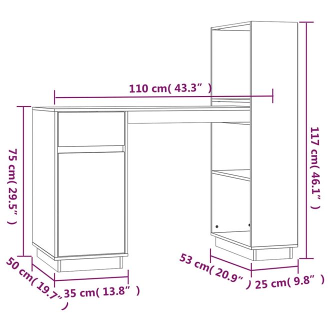 Desk 110x53x117 cm Solid Wood Pine