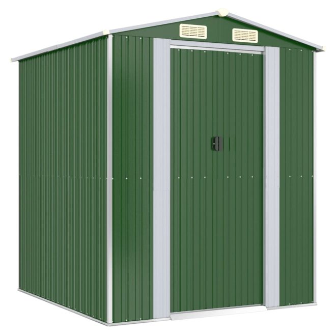 Garden Shed Green Galvanised Steel – 192x191x223 cm