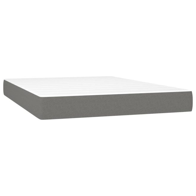 Box Spring Bed with Mattress Dark Grey Fabric – DOUBLE, Plain Design