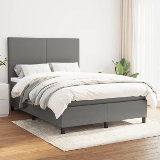 Box Spring Bed with Mattress Dark Grey Fabric