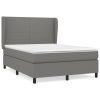 Box Spring Bed with Mattress Dark Grey Fabric – DOUBLE, Plain Design