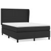 Box Spring Bed with Mattress Black Faux Leather – DOUBLE, Plain Design