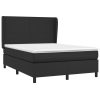 Box Spring Bed with Mattress Black Faux Leather – DOUBLE, Plain Design