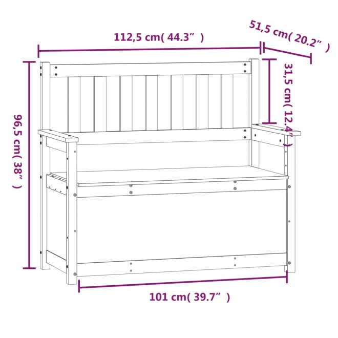 Bench 112.5×51.5×96.5 cm Solid Pine Wood – Brown