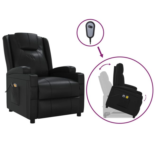 Stand up Massage Reclining Chair Faux Leather – Black