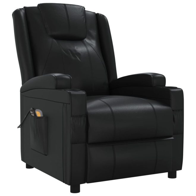 Stand up Massage Reclining Chair Faux Leather – Black