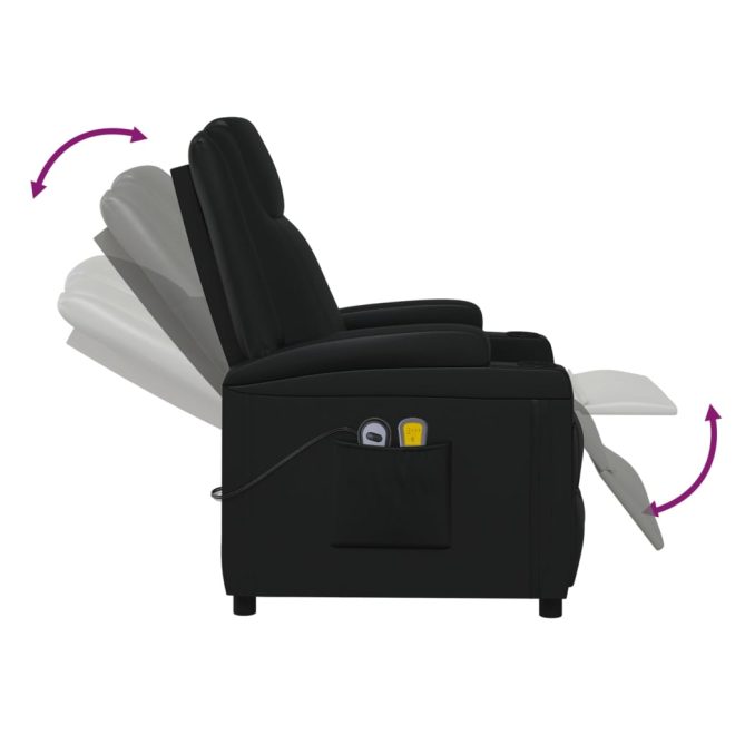 Stand up Massage Reclining Chair Faux Leather – Black