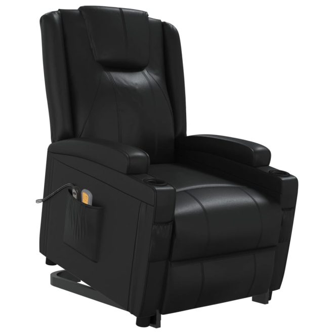 Stand up Massage Reclining Chair Faux Leather – Black