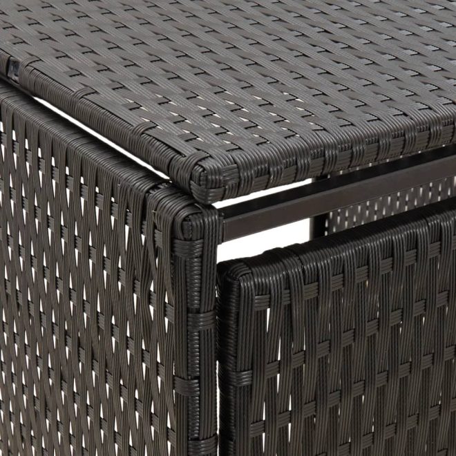 Single Wheelie Bin Shed 70x80x117 cm Poly Rattan – Black