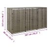 Triple Wheelie Bin Shed 207x80x117 cm Poly Rattan – Grey