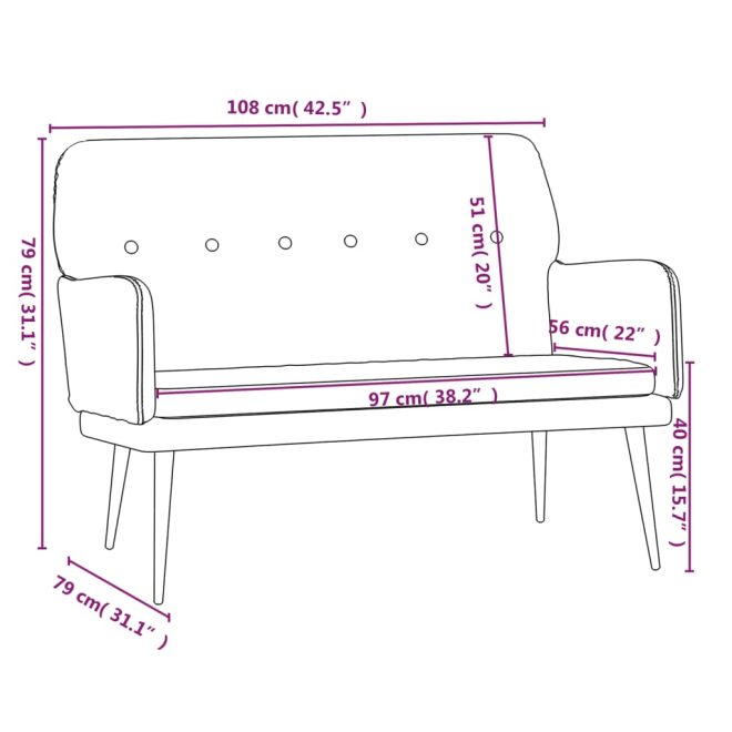 Bench 108x79x79 cm Velvet – Light Grey