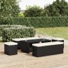 Ottoman Bench with Cushion 110x30x40 cm Poly Rattan – Black