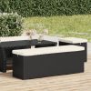 Ottoman Bench with Cushion 110x30x40 cm Poly Rattan – Black