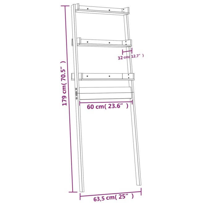 Toilet Rack 63.5x32x179 cm Solid Pine Wood – Brown