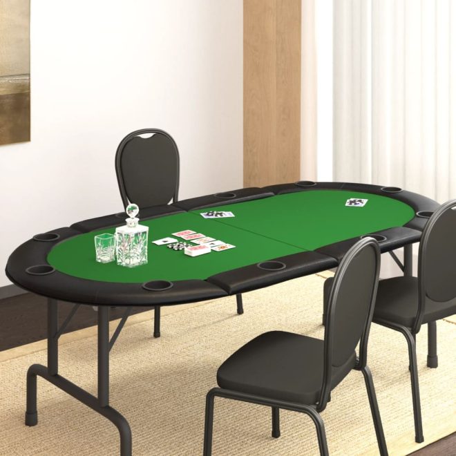 10-Player Folding Poker Tabletop 208x106x3 cm – Green