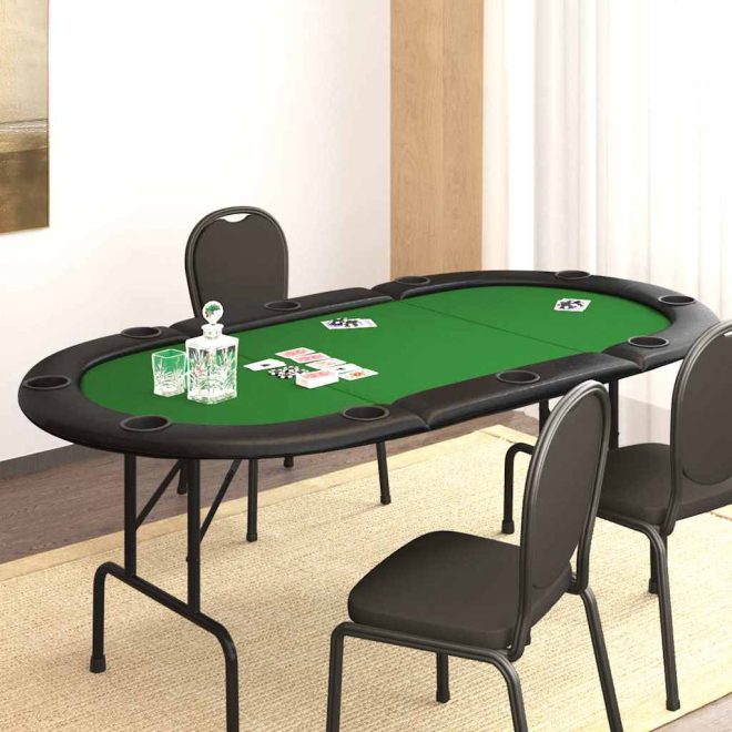 10-Player Folding Poker Table 206x106x75 cm – Green