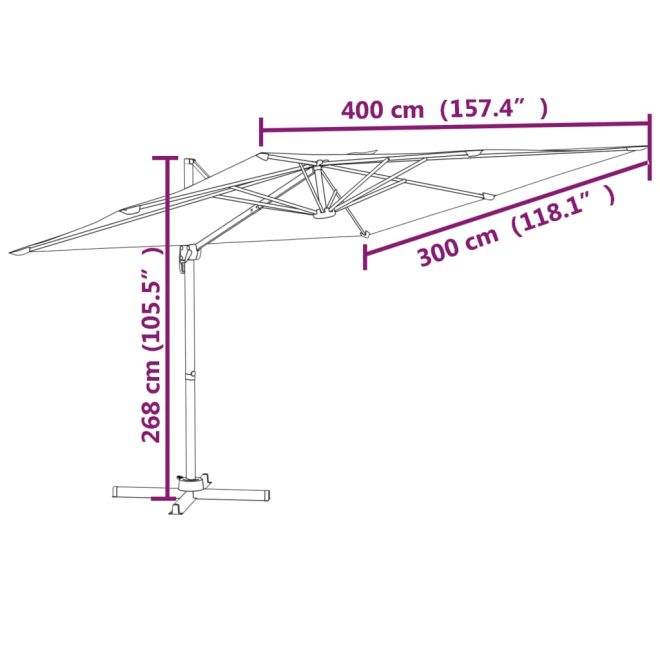 Cantilever Umbrella with Aluminium Pole Green 400×300 cm