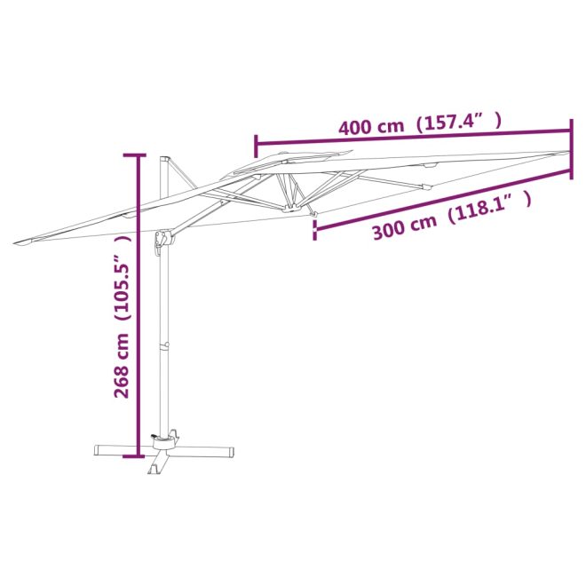 Double Top Cantilever Umbrella Anthracite 400×300 cm