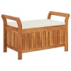 Garden Storage Bench with Cushion Solid Wood Acacia – 91x50x60 cm, White