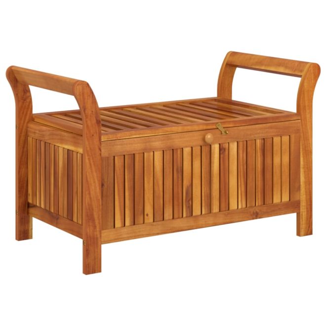 Garden Storage Bench with Cushion Solid Wood Acacia – 91x50x60 cm, White