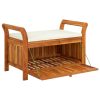 Garden Storage Bench with Cushion Solid Wood Acacia – 91x50x60 cm, White