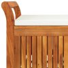 Garden Storage Bench with Cushion Solid Wood Acacia – 91x50x60 cm, White