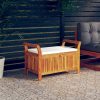 Garden Storage Bench with Cushion Solid Wood Acacia – 91x50x60 cm, White