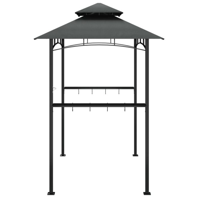 BBQ Gazebo with Side Shelves Anthracite 240x150x243 cm Steel