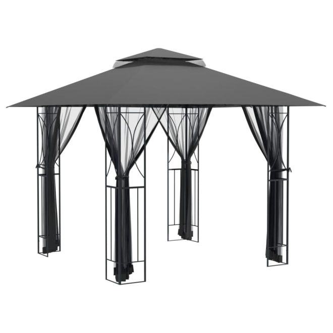 Gazebo with Sidewalls Anthracite Steel – 300x300x270 cm